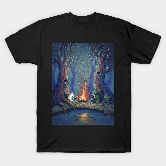 Campfire by river T-Shirt by illustore